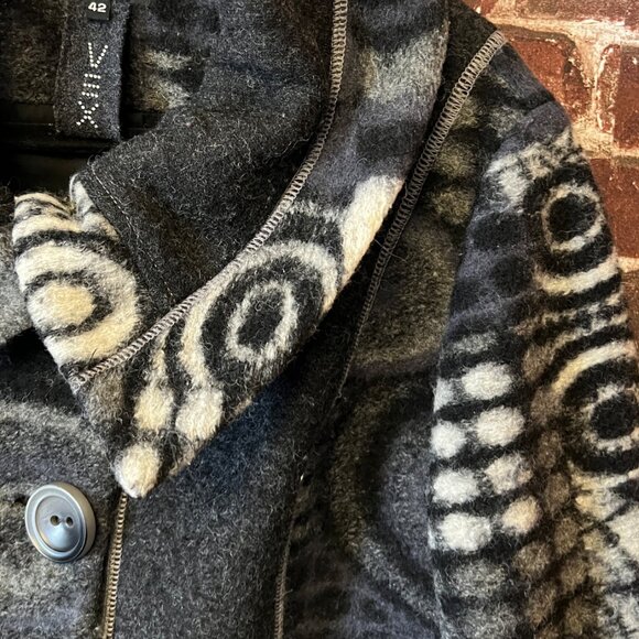 VEX Collection Geometric Boiled Wool Blend Button-Front Jacket - Picture 9 of 14